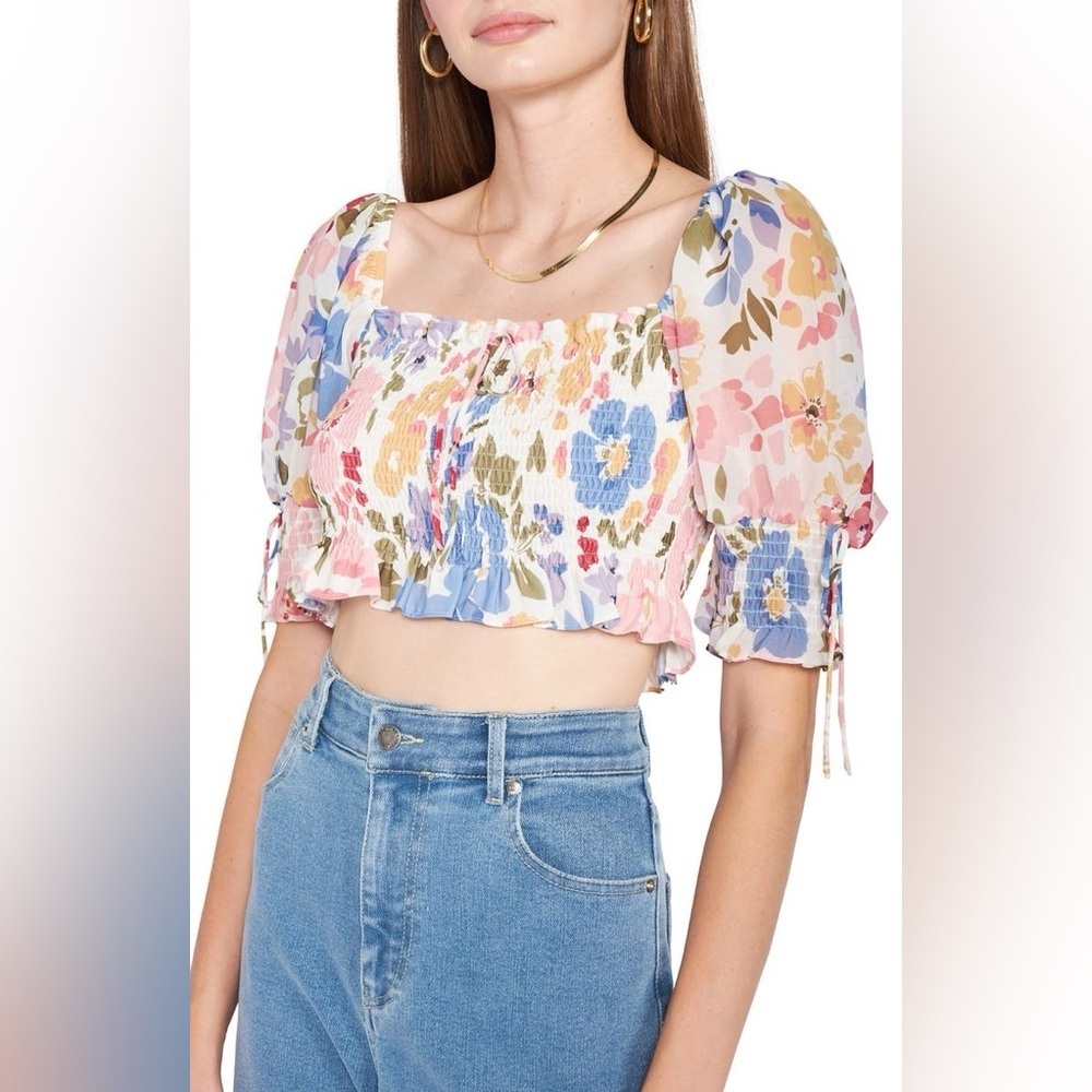 En Saison NWT Constantia Smocked Crop Top in Multi Size Small